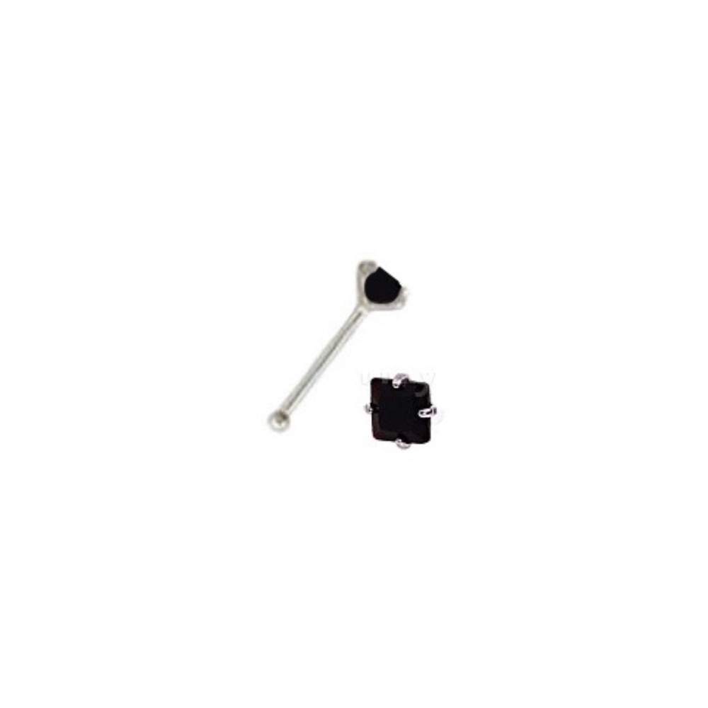 925 Sterling Silver Black Crystal Nose Stud 3mm